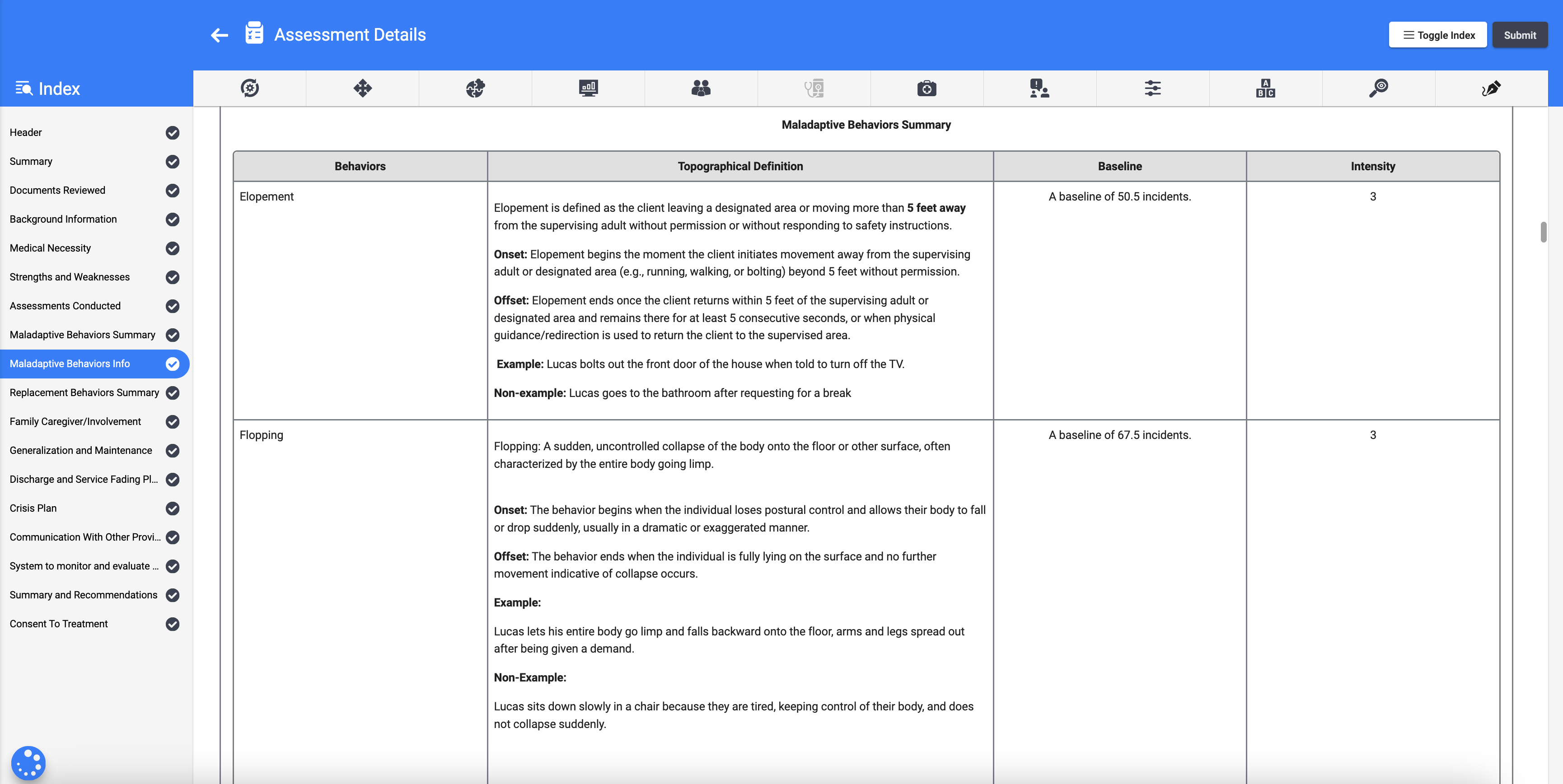 Assessments tool ABA Matrix