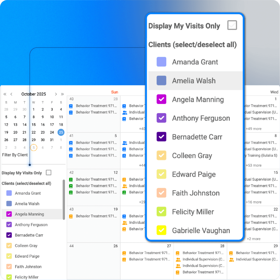 Scheduling - Multiclient access and filtering - ABAMATRIX