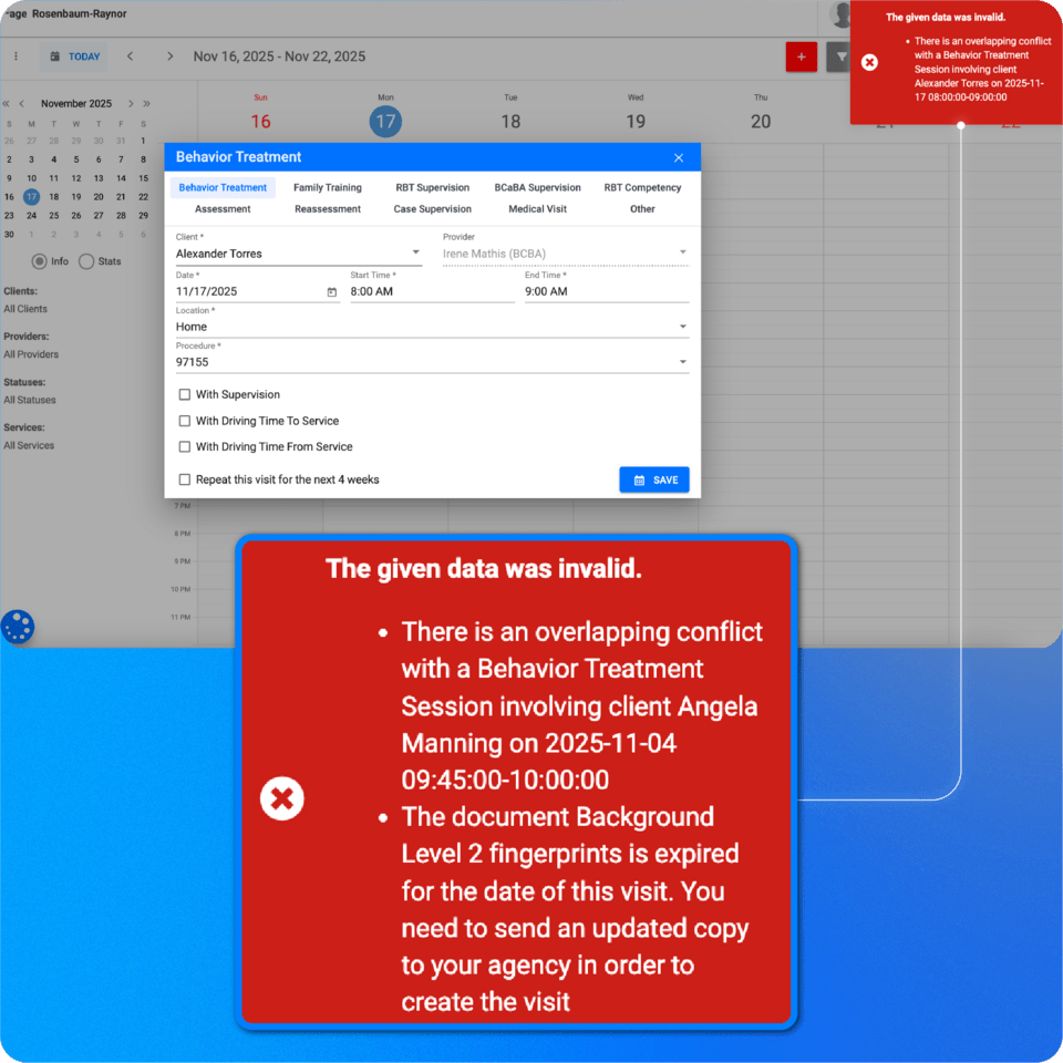 Scheduling - Automatic overlapping avoidance - ABAMATRIX