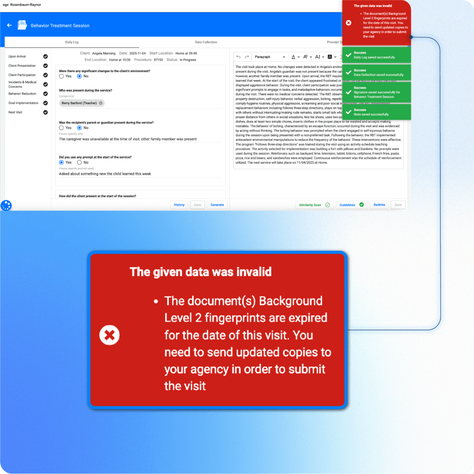 Service Notes - Note completion requirements - ABAMATRIX