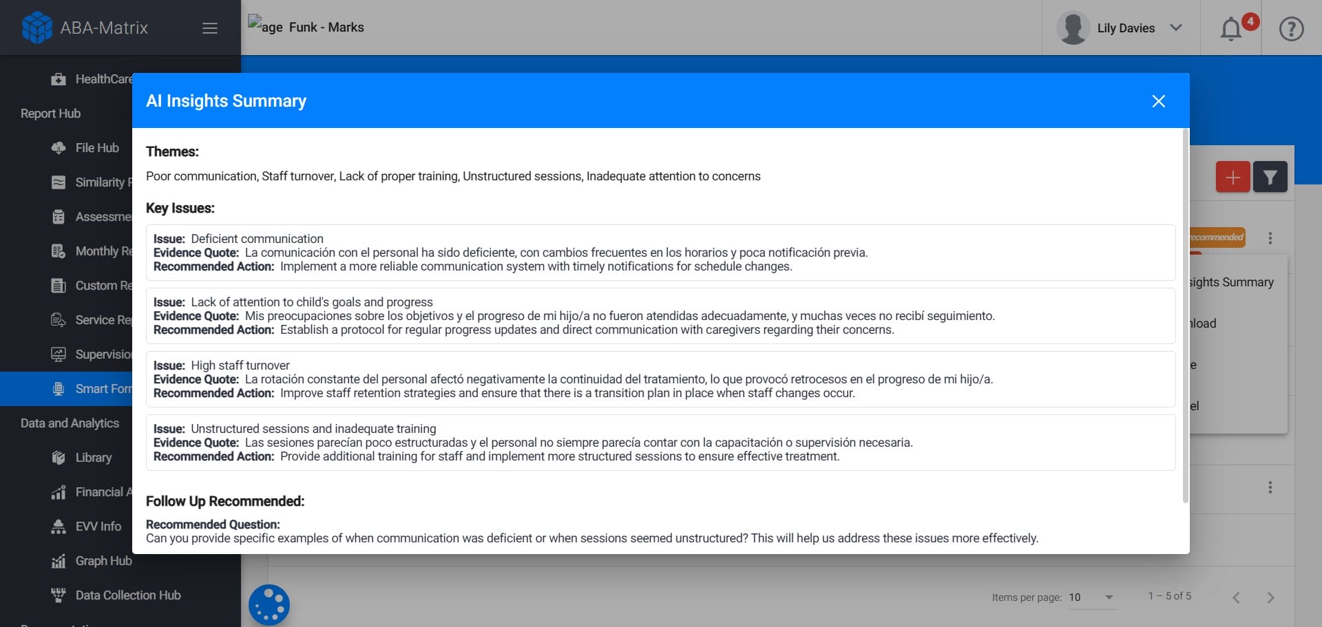 Receive feedback with the Caregiver Satisfaction Survey in ABA Matrix