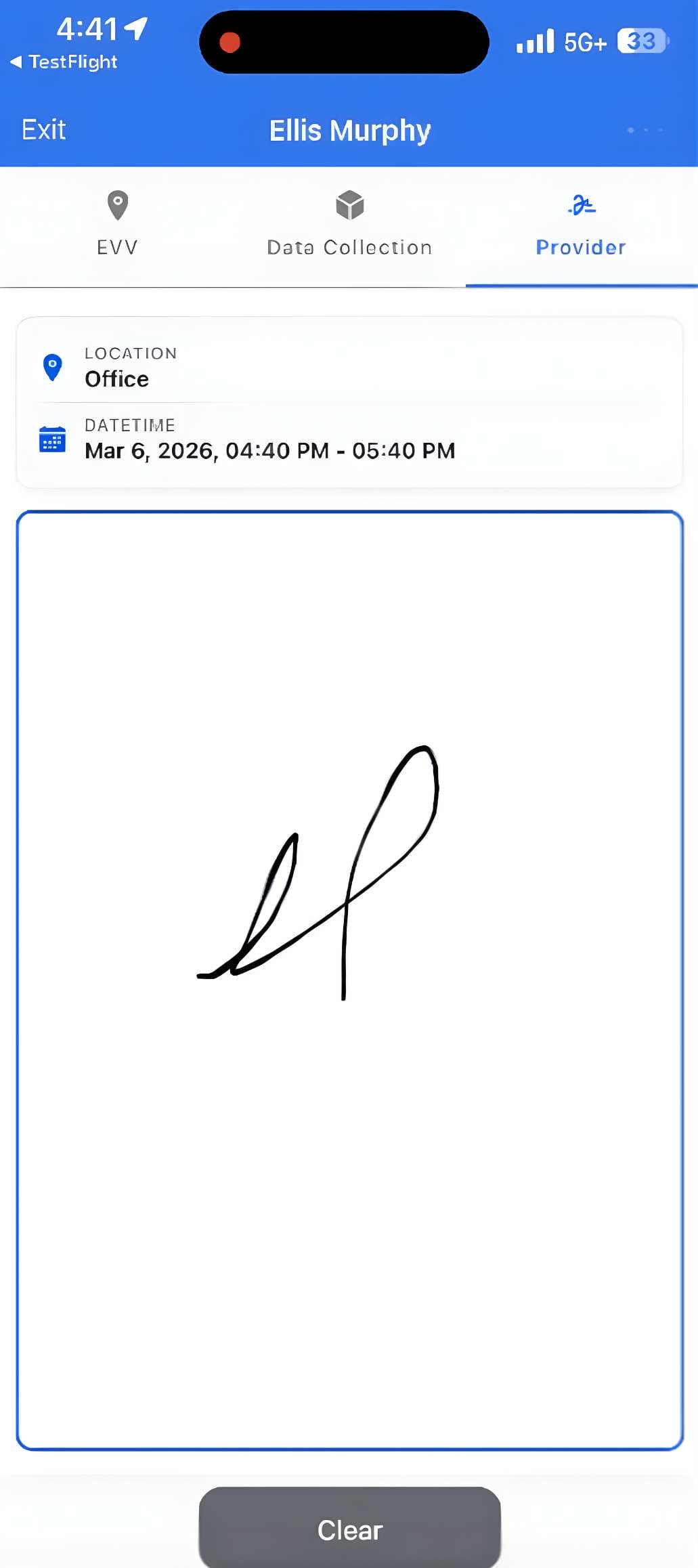 Capture caregiver signatures