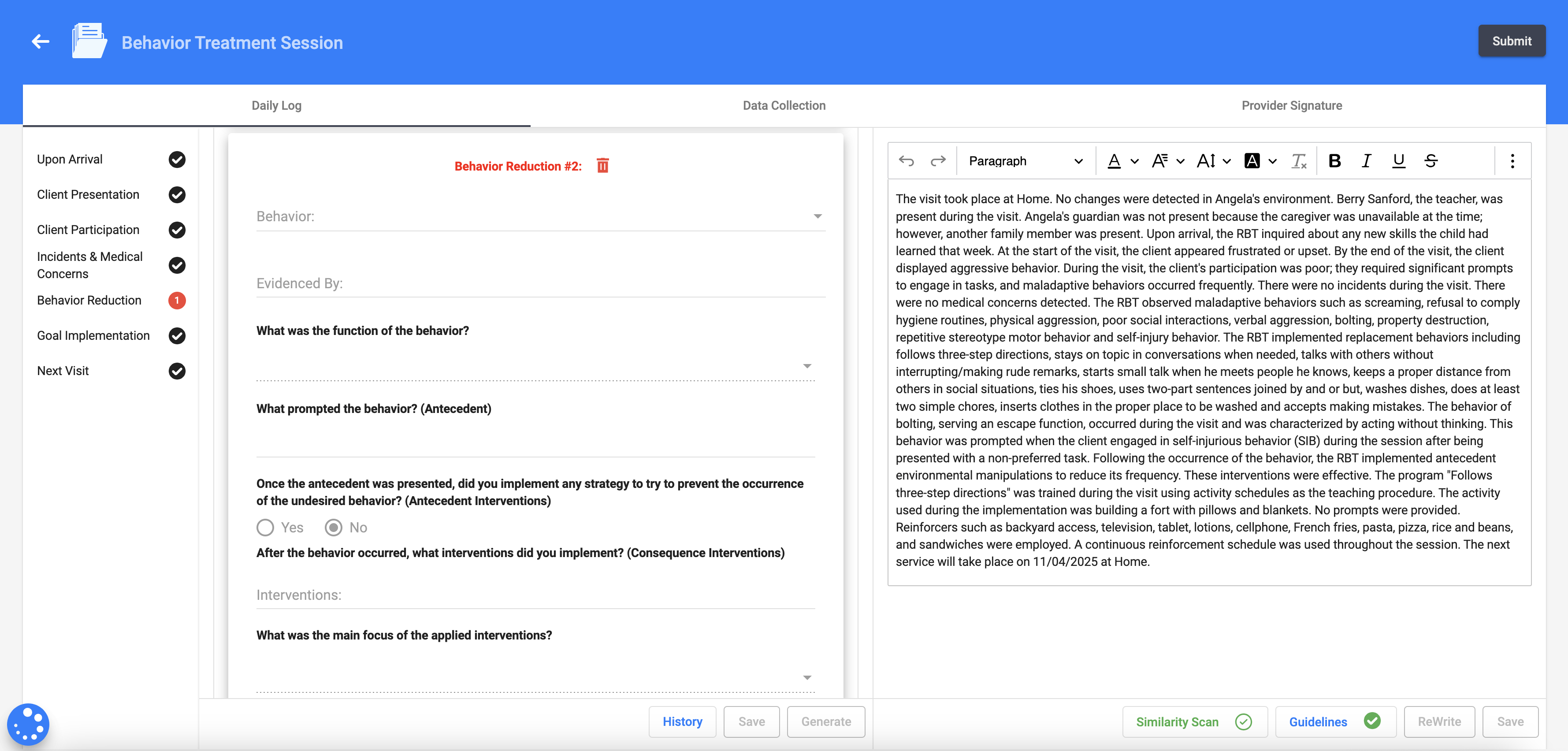 AI generates ABA session notes tools