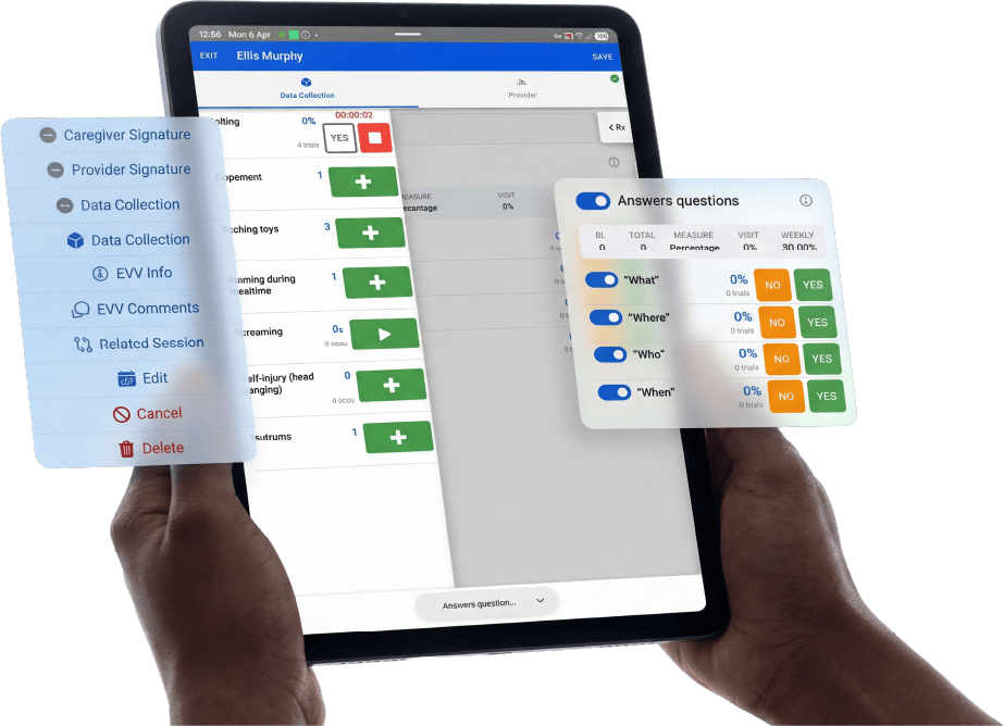 Plataforma ABA Matrix en una tablet